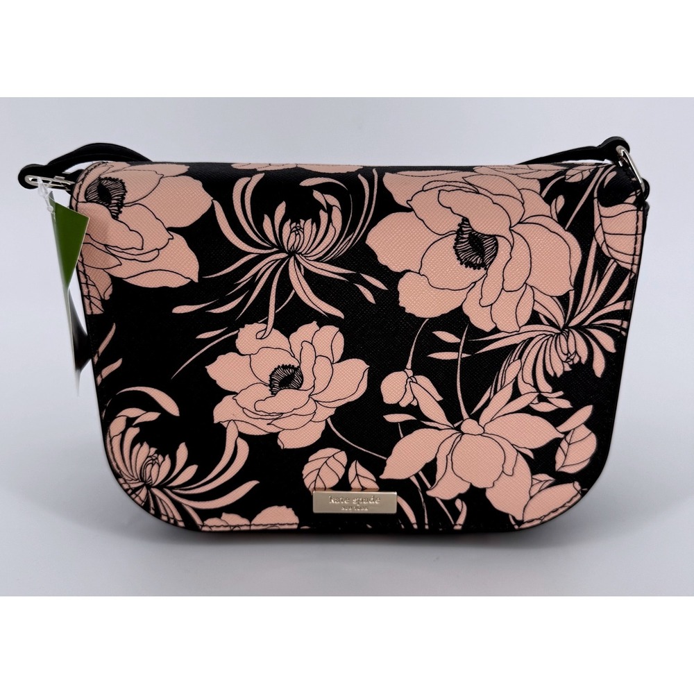 Kate Spade Crossbody Large Carsen Laurel Way Gardenia Purse Blk Floral $229 NWT